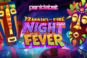 Tampilan visual neon yang meriah dari slot 12 Masks of Fire: Night Fever